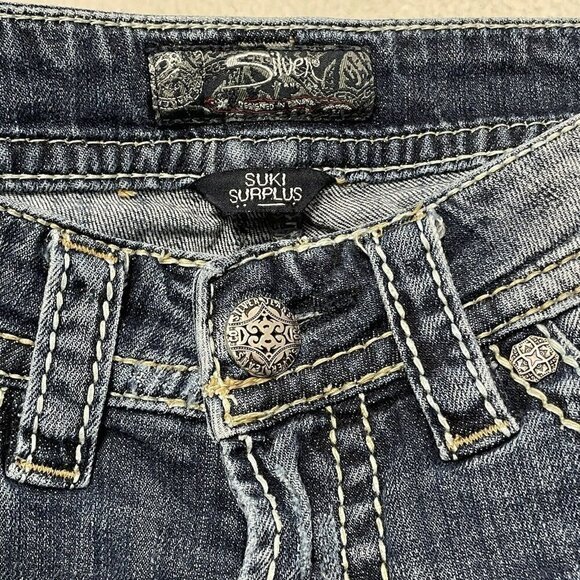 Silver Jeans Suki Surplus Bootcut Women W27 Blue Distress Western Cowboy Cowgirl - Picture 9 of 10